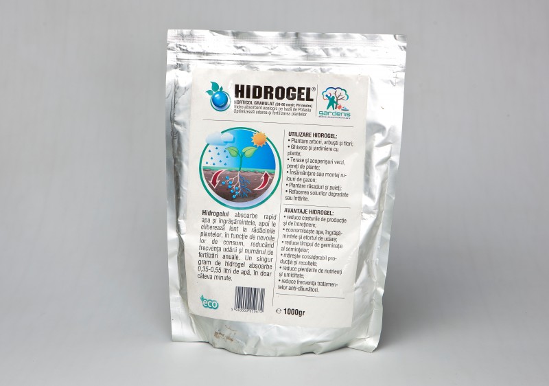 Hidrogel horticol si agricol granulat, in pachete resigilabile de 1 kg