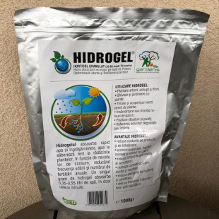 Hidrogel Gardenis - granule care absorb apa si o elibereaza atunci cand plantele au nevoie de ea
